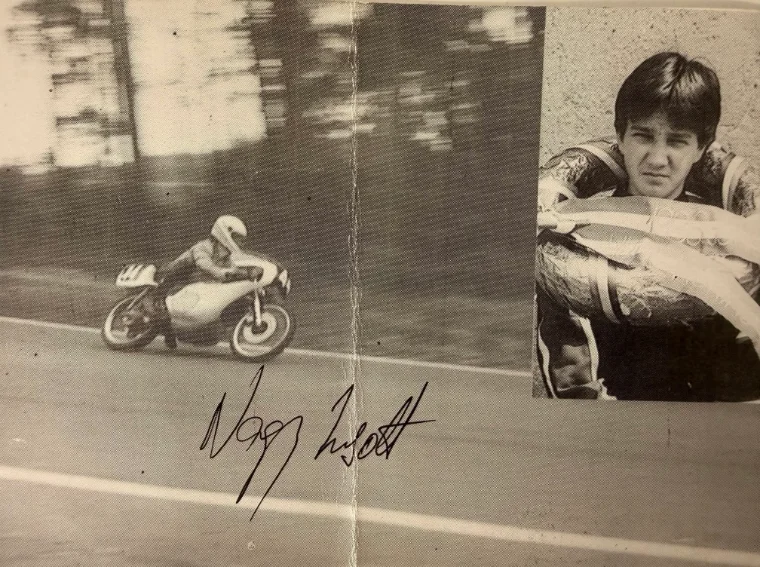 Newspaper clipping of Zsolt racing, signed “Nagy Zsolt”